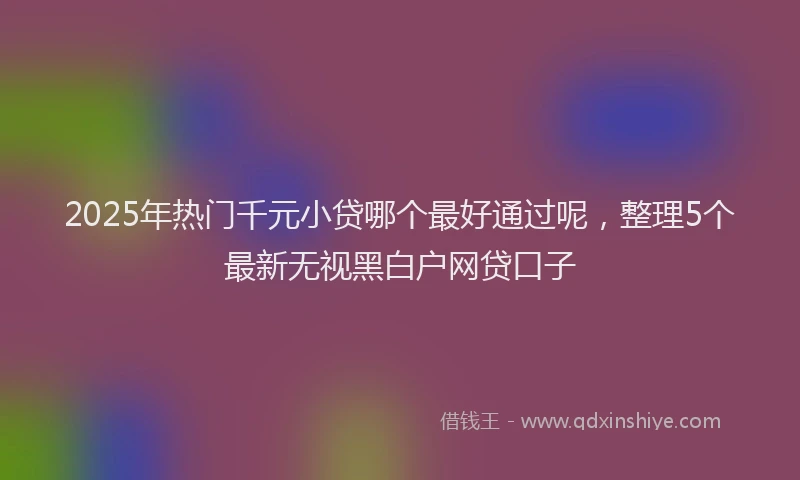 2025年热门千元小贷哪个最好通过呢，整理5个最新无视黑白户网贷口子