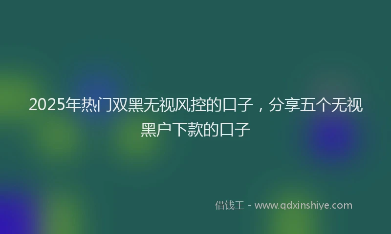 2025年热门双黑无视风控的口子，分享五个无视黑户下款的口子