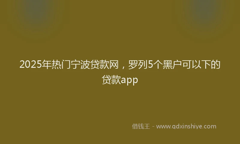 2025年热门宁波贷款网，罗列5个黑户可以下的贷款app