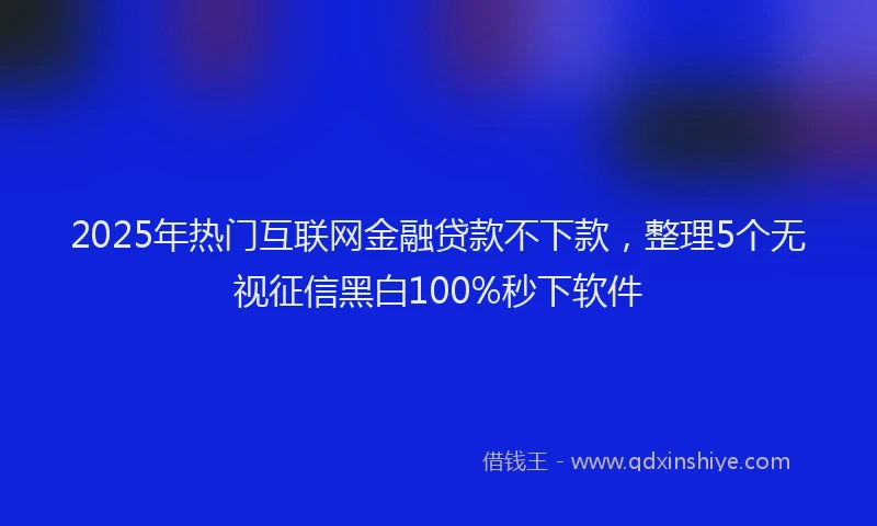 2025年热门互联网金融贷款不下款，整理5个无视征信黑白100%秒下软件