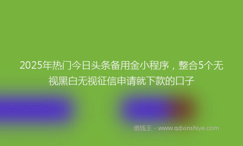 2025年热门今日头条备用金小程序，整合5个无视黑白无视征信申请就下款的口子