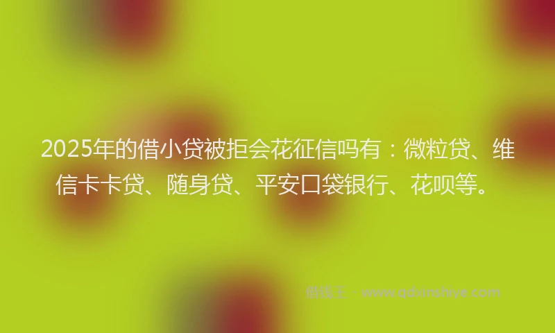 2025年的借小贷被拒会花征信吗有：微粒贷、维信卡卡贷、随身贷、平安口袋银行、花呗等。