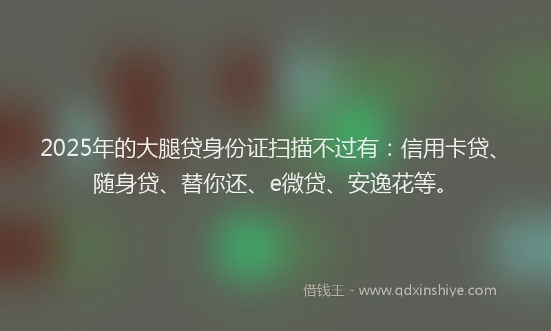 2025年的大腿贷身份证扫描不过有：信用卡贷、随身贷、替你还、e微贷、安逸花等。
