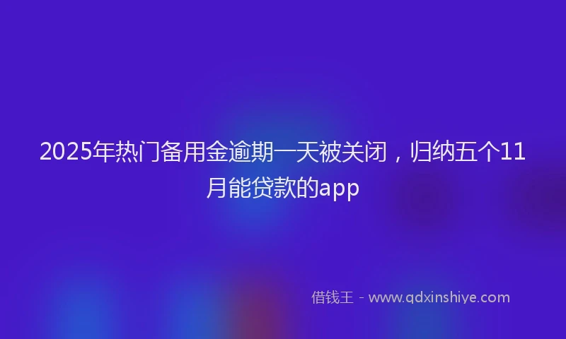 2025年热门备用金逾期一天被关闭，归纳五个11月能贷款的app