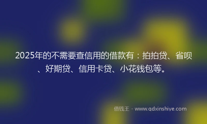 2025年的不需要查信用的借款有：拍拍贷、省呗、好期贷、信用卡贷、小花钱包等。