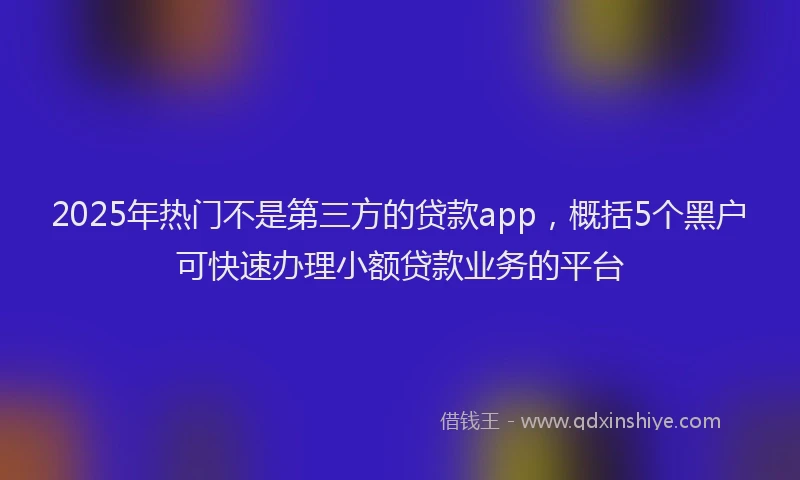 2025年热门不是第三方的贷款app，概括5个黑户可快速办理小额贷款业务的平台