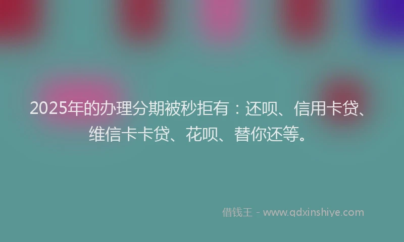 2025年的办理分期被秒拒有：还呗、信用卡贷、维信卡卡贷、花呗、替你还等。
