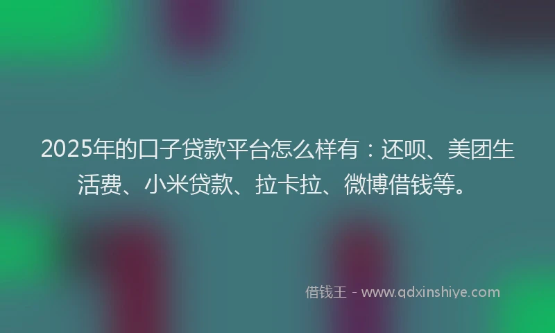 2025年的口子贷款平台怎么样有：还呗、美团生活费、小米贷款、拉卡拉、微博借钱等。