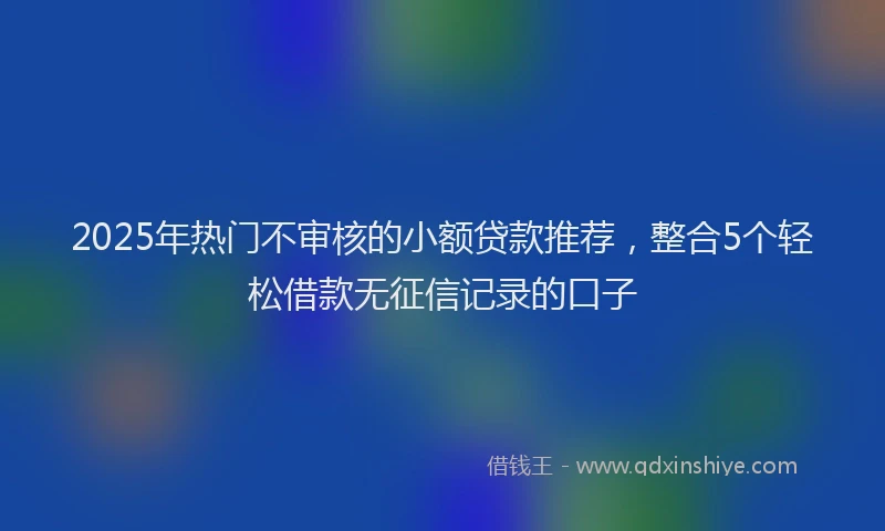 2025年热门不审核的小额贷款推荐，整合5个轻松借款无征信记录的口子