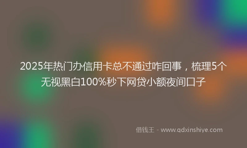 2025年热门办信用卡总不通过咋回事，梳理5个无视黑白100%秒下网贷小额夜间口子