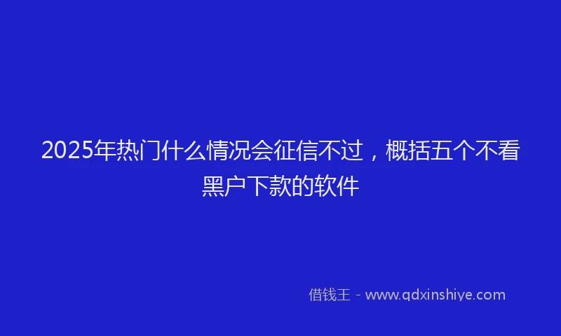 2025年热门什么情况会征信不过，概括五个不看黑户下款的软件