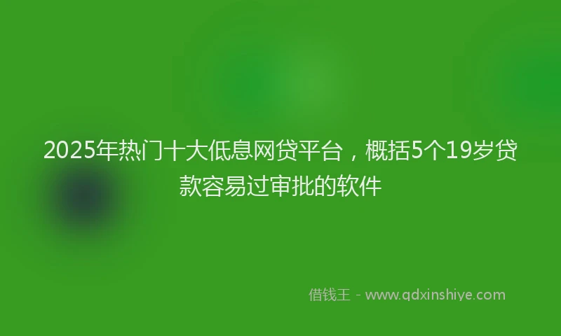 2025年热门十大低息网贷平台，概括5个19岁贷款容易过审批的软件