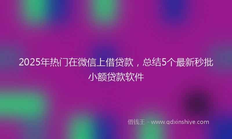 2025年热门在微信上借贷款，总结5个最新秒批小额贷款软件