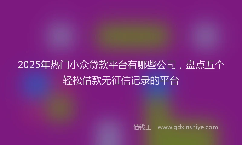2025年热门小众贷款平台有哪些公司,盘点五个轻松借款无征信记录的平台
