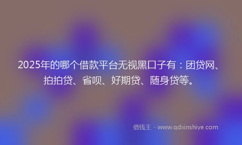 2025年的哪个借款平台无视黑口子有：团贷网、拍拍贷、省呗、好期贷、随身贷等。