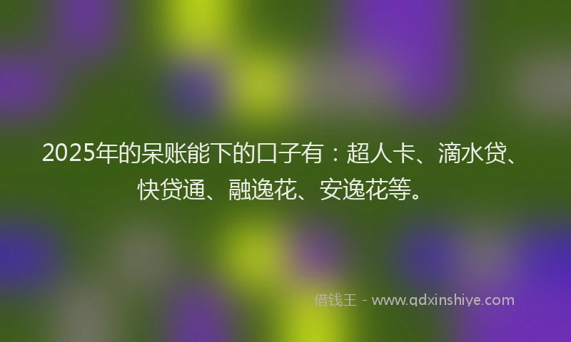 2025年的呆账能下的口子有：超人卡、滴水贷、快贷通、融逸花、安逸花等。