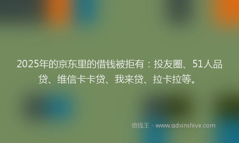 2025年的京东里的借钱被拒有：投友圈、51人品贷、维信卡卡贷、我来贷、拉卡拉等。