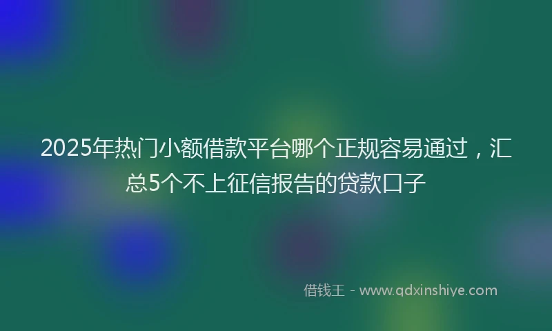 2025年热门小额借款平台哪个正规容易通过,汇总5个不上征信报告的贷款口子