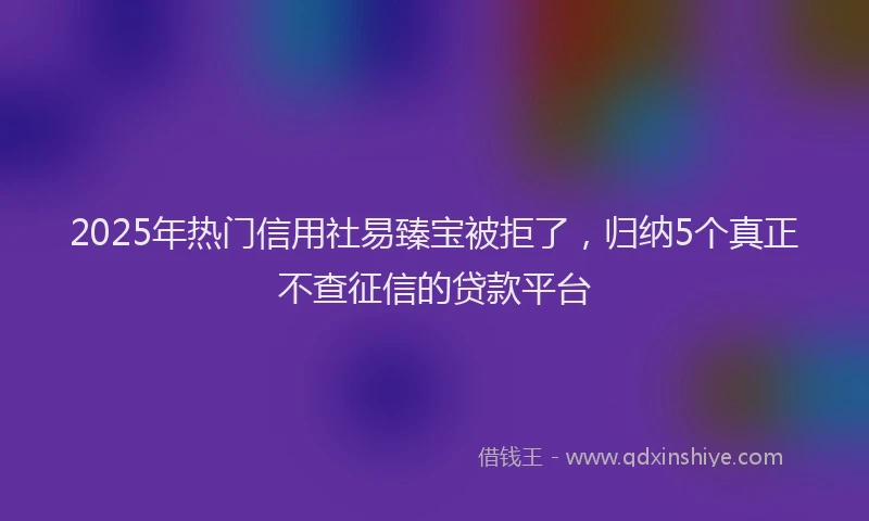 2025年热门信用社易臻宝被拒了，归纳5个真正不查征信的贷款平台