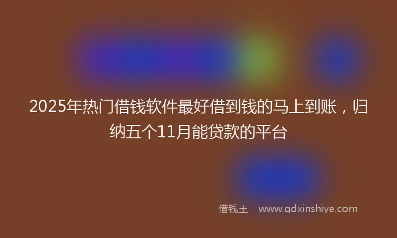 2025年热门借钱软件最好借到钱的马上到账，归纳五个11月能贷款的平台