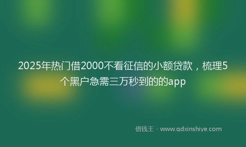 2025年热门借2000不看征信的小额贷款，梳理5个黑户急需三万秒到的的app