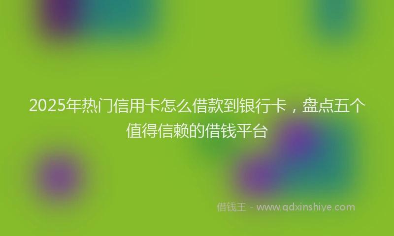 2025年热门信用卡怎么借款到银行卡，盘点五个值得信赖的借钱平台