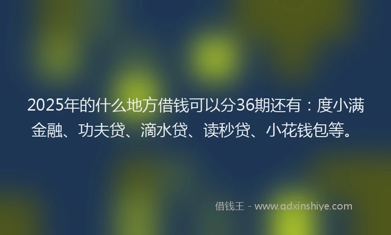 2025年的什么地方借钱可以分36期还有：度小满金融、功夫贷、滴水贷、读秒贷、小花钱包等。