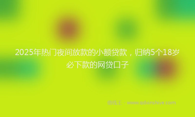 2025年热门夜间放款的小额贷款，归纳5个18岁必下款的网贷口子