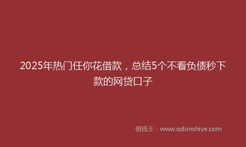 2025年热门任你花借款，总结5个不看负债秒下款的网贷口子
