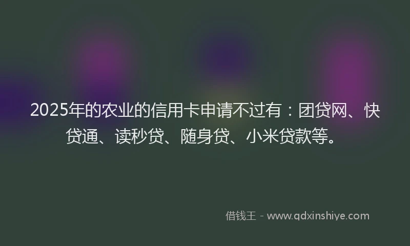 2025年的农业的信用卡申请不过有：团贷网、快贷通、读秒贷、随身贷、小米贷款等。