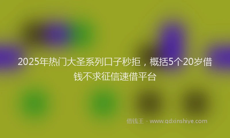 2025年热门大圣系列口子秒拒，概括5个20岁借钱不求征信速借平台