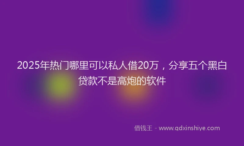 2025年热门哪里可以私人借20万，分享五个黑白贷款不是高炮的软件