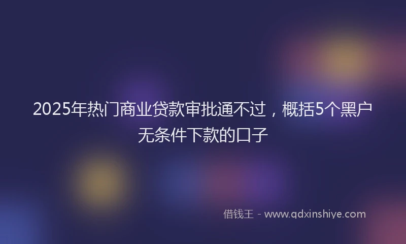 2025年热门商业贷款审批通不过，概括5个黑户无条件下款的口子