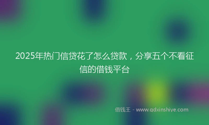 2025年热门信贷花了怎么贷款，分享五个不看征信的借钱平台