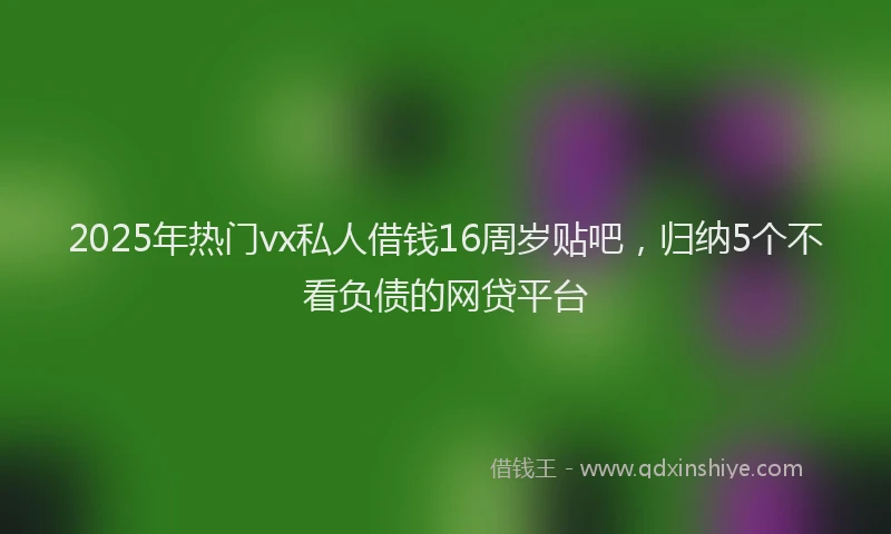 2025年热门vx私人借钱16周岁贴吧，归纳5个不看负债的网贷平台