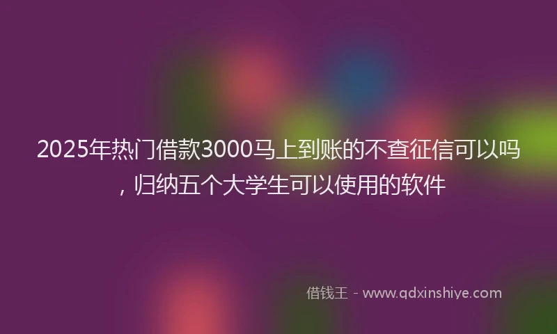 2025年热门借款3000马上到账的不查征信可以吗，归纳五个大学生可以使用的软件