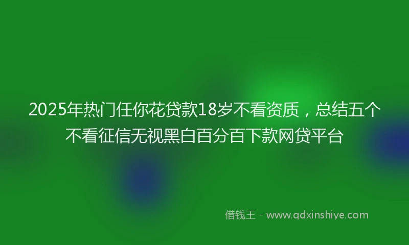 2025年热门任你花贷款18岁不看资质，总结五个不看征信无视黑白百分百下款网贷平台