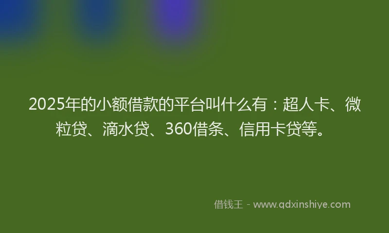 2025年的小额借款的平台叫什么有：超人卡、微粒贷、滴水贷、360借条、信用卡贷等。