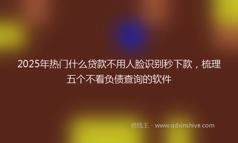 2025年热门什么贷款不用人脸识别秒下款，梳理五个不看负债查询的软件