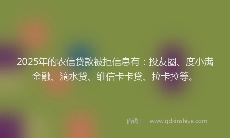 2025年的农信贷款被拒信息有：投友圈、度小满金融、滴水贷、维信卡卡贷、拉卡拉等。