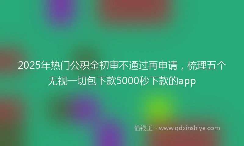 2025年热门公积金初审不通过再申请，梳理五个无视一切包下款5000秒下款的app