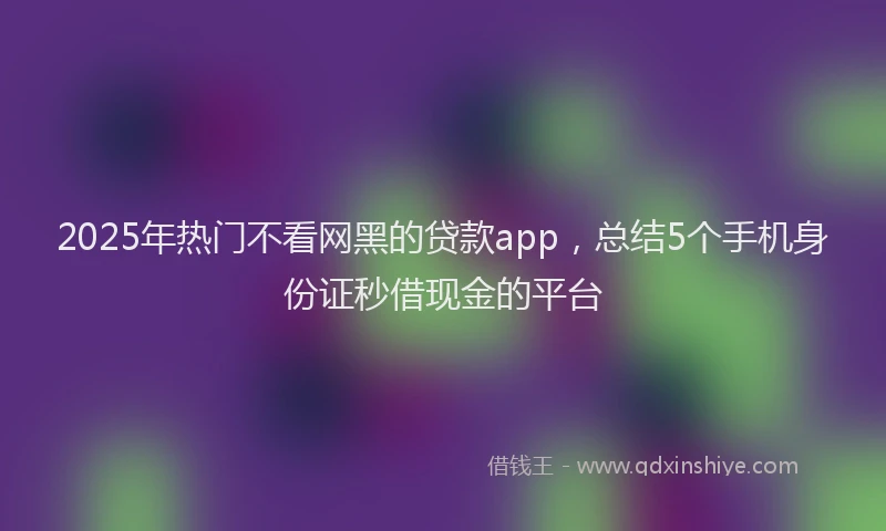 2025年热门不看网黑的贷款app，总结5个手机身份证秒借现金的平台