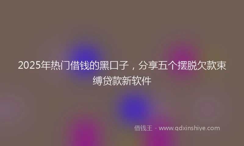 2025年热门借钱的黑口子，分享五个摆脱欠款束缚贷款新软件