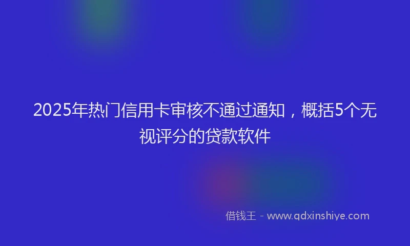 2025年热门信用卡审核不通过通知，概括5个无视评分的贷款软件
