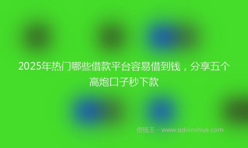 2025年热门哪些借款平台容易借到钱，分享五个高炮口子秒下款