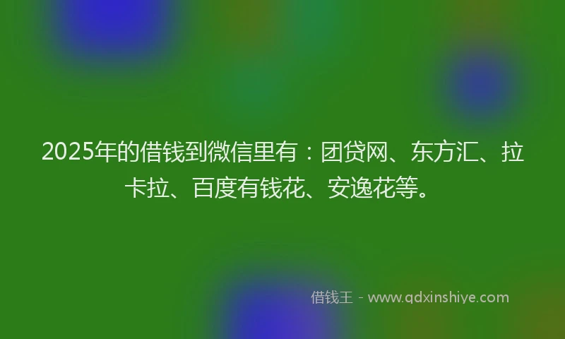 2025年的借钱到微信里有：团贷网、东方汇、拉卡拉、百度有钱花、安逸花等。