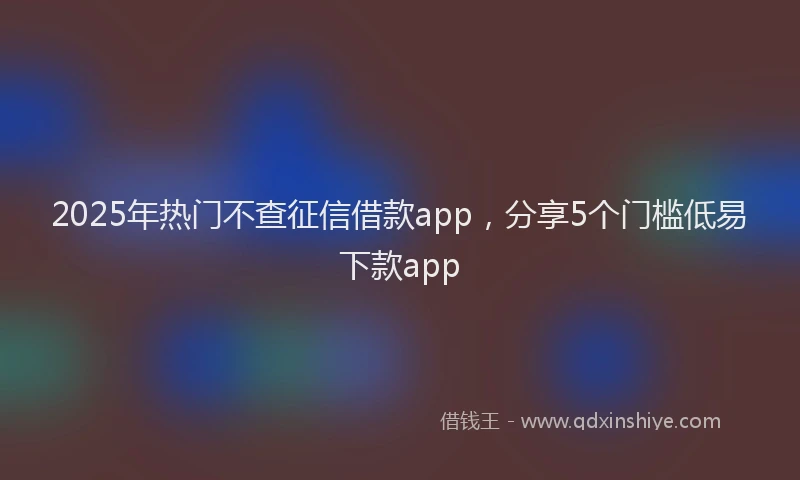 2025年热门不查征信借款app，分享5个门槛低易下款app