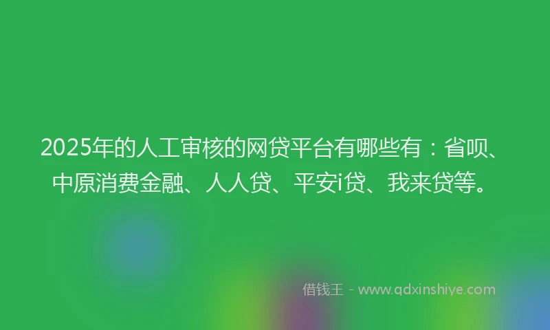 2025年的人工审核的网贷平台有哪些有：省呗、中原消费金融、人人贷、平安i贷、我来贷等。