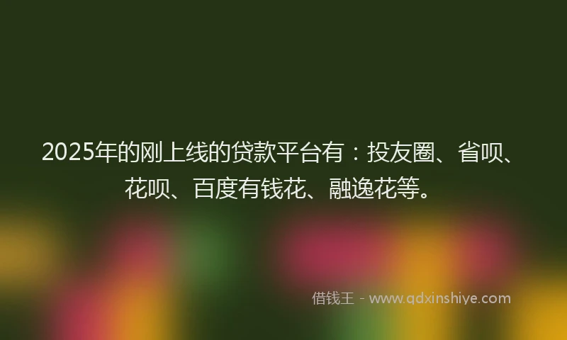 2025年的刚上线的贷款平台有：投友圈、省呗、花呗、百度有钱花、融逸花等。