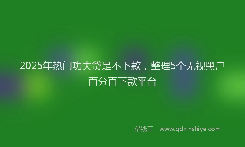 2025年热门功夫贷是不下款，整理5个无视黑户百分百下款平台